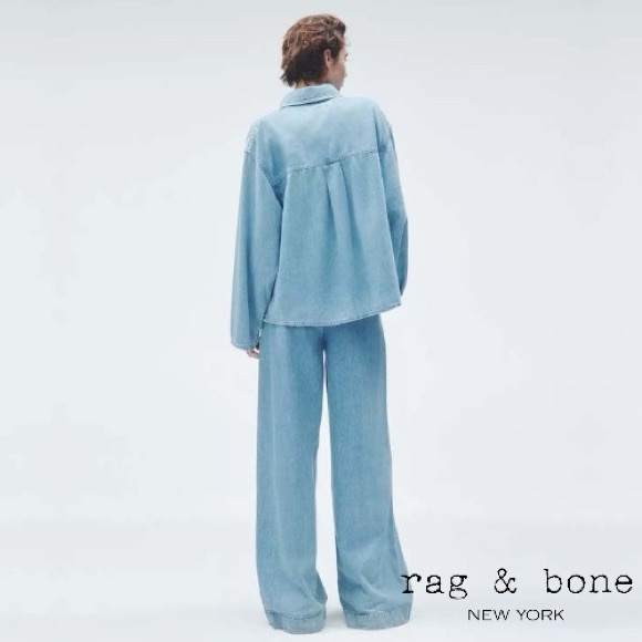 RAG & BONE **NWT** Ultra Featherweight Emily Pullover Billie Denim Blouse - Picture 4 of 7